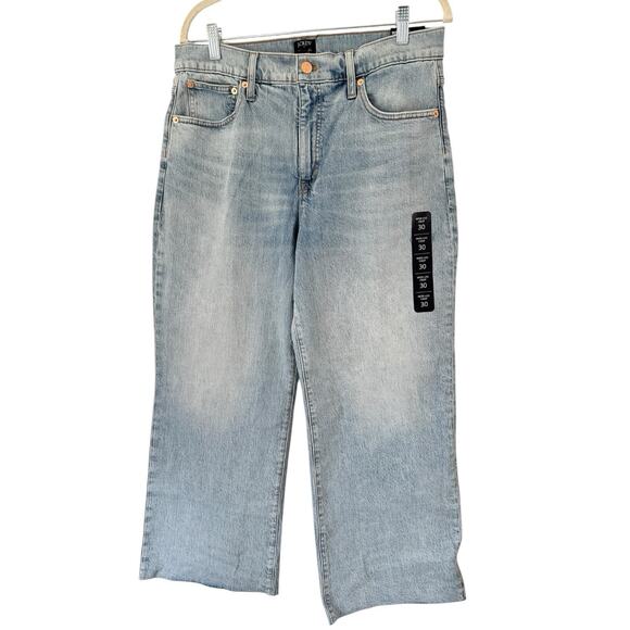 NWD J. Crew Wide Leg Cropped Jeans All Day Stretch Spring Storm Blue Size 30 - Picture 3 of 10